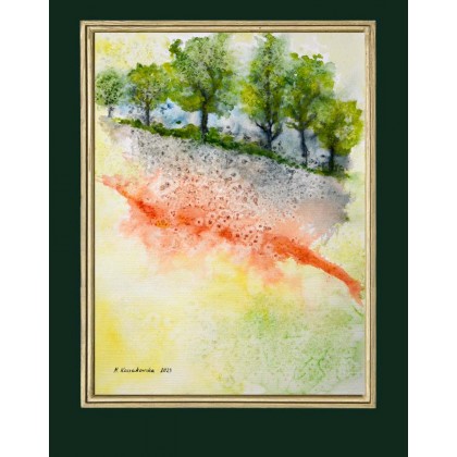 drzewa na górze, Małgorzata Kossakowska, obrazy akwarela
