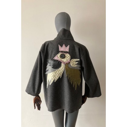 Katana kimono na plecach kolorowe, patchworkowe ptaszysko., PinPin Joanna Musialska, kurtki,żakiety