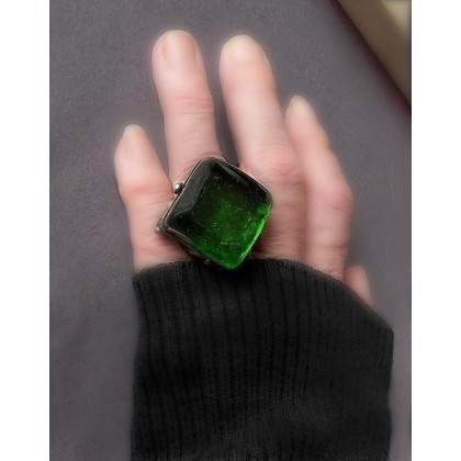 Zielony kwarc pierścionek unikatowy han, Galeria LiMaRt, pierścionki