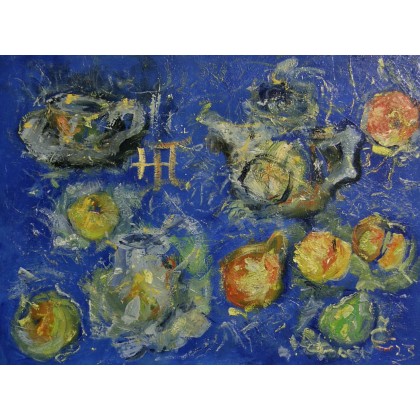 Owoce i naczynia, 60x80, Eryk Maler, obrazy olejne