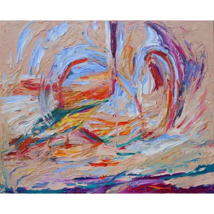 Abstrakcja beżowa 152 Magiczny strumień, Magdalena Walulik , obrazy olejne
