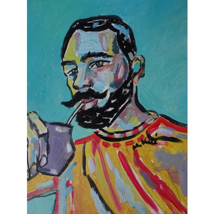 Marlena Kuć - obrazy olejne - kolorowy portret mężczyzny foto #2