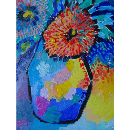 Marlena Kuć - obrazy olejne - obraz olejny kolorowe kwiaty foto #3