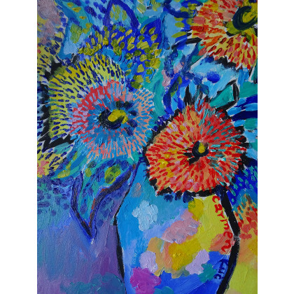 Marlena Kuć - obrazy olejne - obraz olejny kolorowe kwiaty foto #4