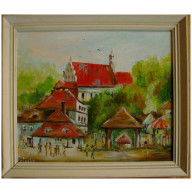 Kazimierz Dolny obraz olejny 31-36cm w ramie 38-43cm na płycie