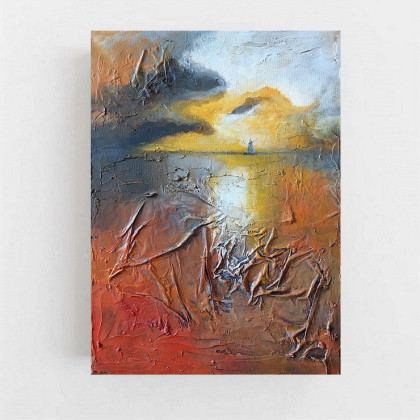 Morze w brązach -obraz akrylowy 40/30 cm, Paulina Lebida, obrazy akryl