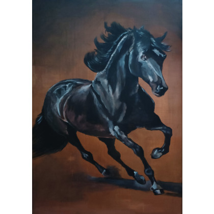 Mustang z dzikiej doliny koń ma płótnie   70x100 cm, Wojciech Matuszny, obrazy akryl