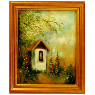 KAPLICZKA PRZYDROŻNA MALWY OBRAZ OLEJNY