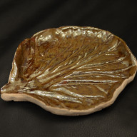 ZŁOTY LIŚĆ. PATERA LUB ŚWIECZNIK CERAMICZNY