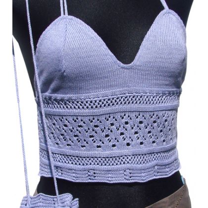 na pla�� a�urowy top z torebk�