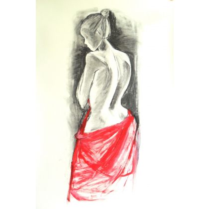 czerwona chusta, Alina Louka, rysunki tech.mieszana