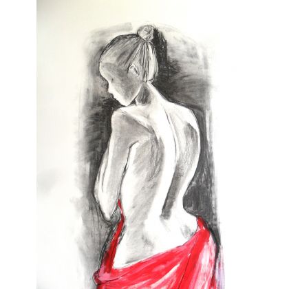 Alina Louka - rysunki tech.mieszana - czerwona chusta foto #3