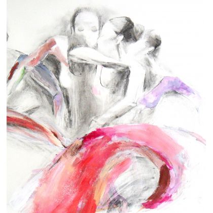 Alina Louka - rysunki tech.mieszana - taniec w tonacji malinowej foto #1