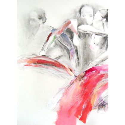 Alina Louka - rysunki tech.mieszana - taniec w tonacji malinowej foto #2