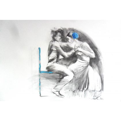 flamenco z błękitem, Alina Louka, rysunki tech.mieszana