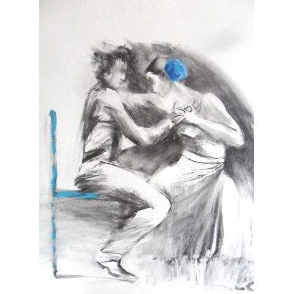 Alina Louka - rysunki tech.mieszana - flamenco z błękitem foto #1