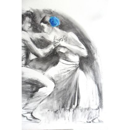 Alina Louka - rysunki tech.mieszana - flamenco z błękitem foto #2