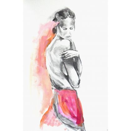 dziewczyna w różu, Alina Louka, rysunki tech.mieszana