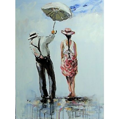 Dariusz Grajek - olej + akryl - Dwoje i parasol... foto #1
