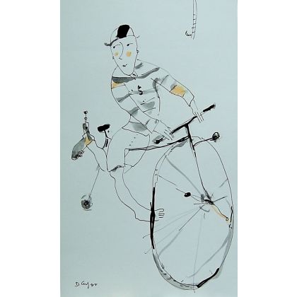 Bicykl i bass..., Dariusz Grajek, obrazy akryl