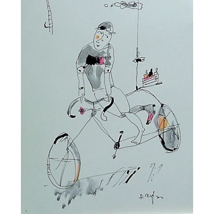 Bicyklowy duet..., Dariusz Grajek, obrazy akryl