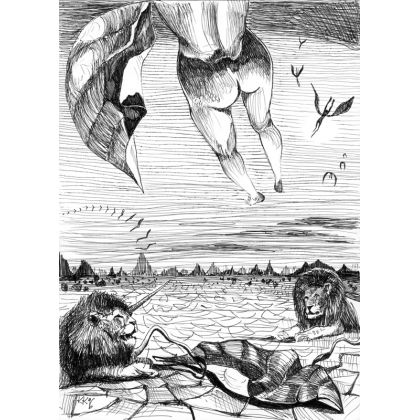 Ikar, Krzysztof Krawiec, rysunek tuszem