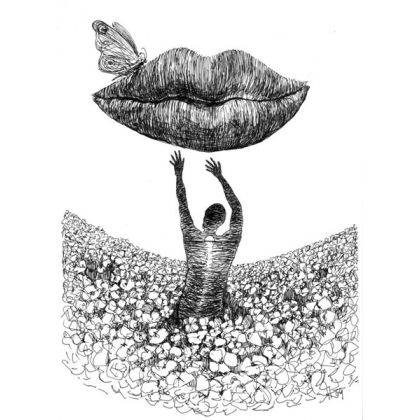 List o oceanie, Krzysztof Krawiec, rysunek tuszem
