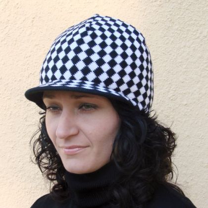 czapki,szale szachownica czarny+bia�y