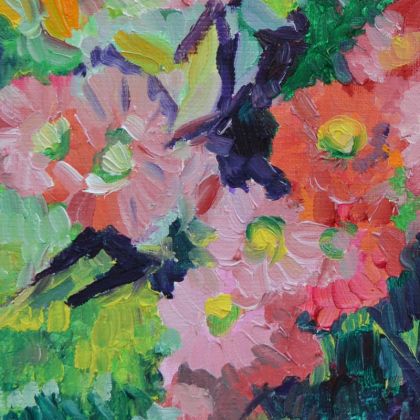 Elżbieta Marzan - obrazy olejne - różowe kwiaty foto #1