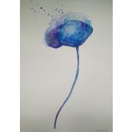 Niebieski kwiatek- obraz akwarela