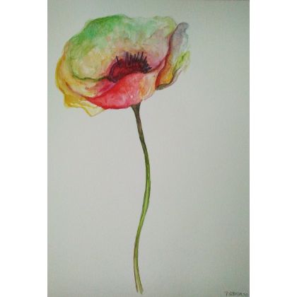 Kwiatek II -akwarela, Paulina Lebida, obrazy akwarela