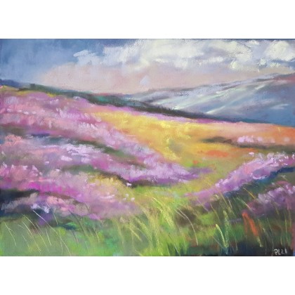 fioletowa łąka - praca wykonana pastel, Paulina Lebida, pastele suche