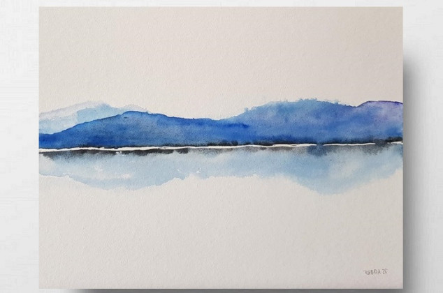 Paulina Lebida ; Pejzaż  -  akwarela formatu 24/32 cm