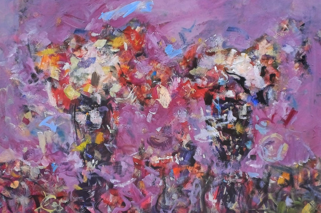 Eryk Maler ; Kwiaty we fioletach, 70x100