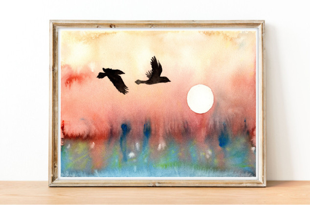 Małgorzata Domańska ART ; Akwarela A4.  Ptaki
