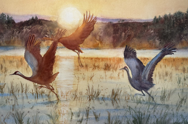 Krystyna Nowak ; Żurawie (50x70 cm)