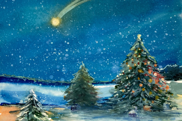 Joanna Magdalena ; Jasna noc w Szeptankach - akwarela w oprawie