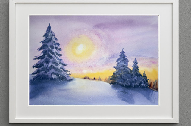 Yunona Kucherevska ; Akwarela A4 Mroźny poranek