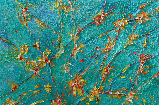 Magdalena Walulik  ; Abstrakcja turkusowa 129, wymiary 60 x 80