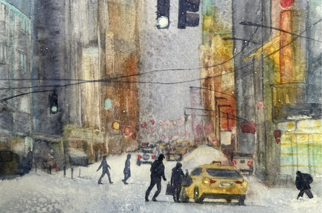 Krystyna Nowak ; Zima w wielkim mieście 1  (30x40 cm)