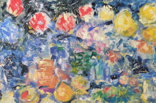 Eryk Maler ; Kwiaty w słoikach, 120x60 cm, 2018