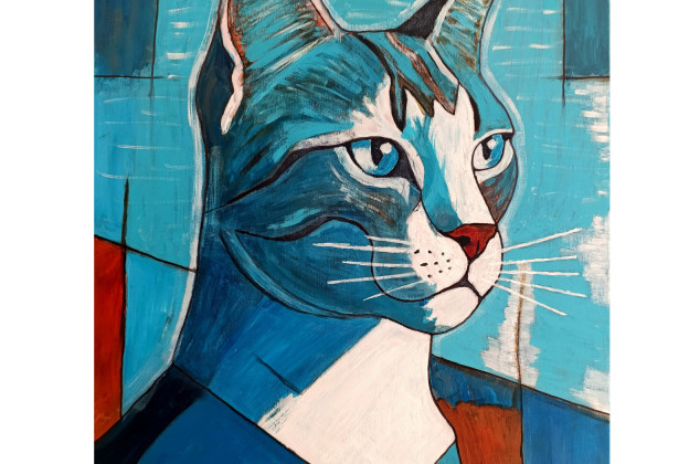 Damian Gmiterek ; Pan kot 75x55 cm