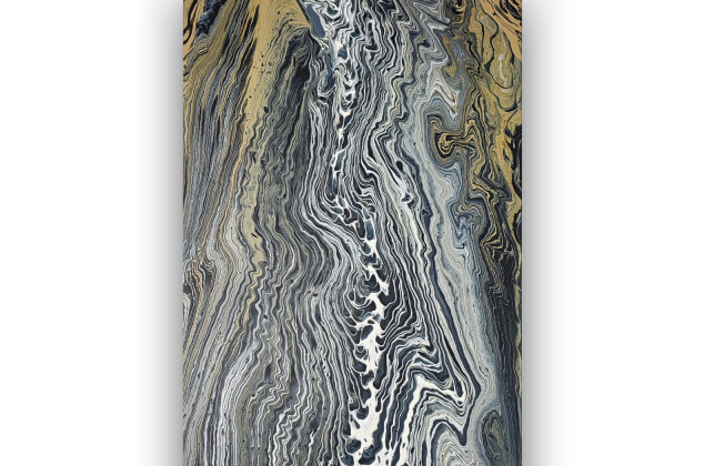 Elżbieta Hanarz ; Przepływ - Abstrakcja wykonana metodą pouringu, 40x80