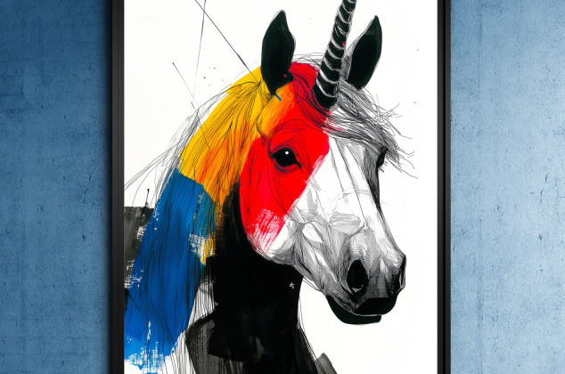 Justyna Jaszke ; Jednorożec - grafika na plakacie na A3