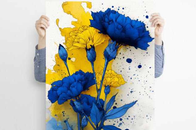 Justyna Jaszke ; Goździki - grafika na plakacie na A3