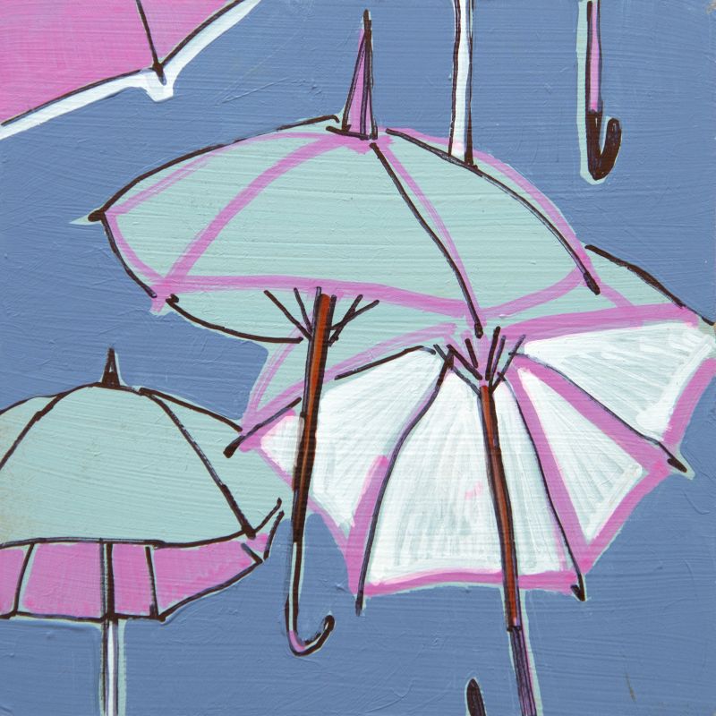 PLY - obrazy akryl - niebieskie parasolki