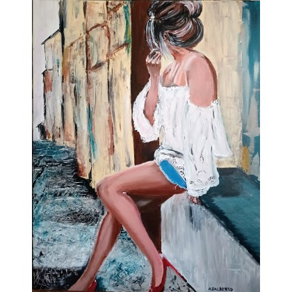 80x100 cm Uliczka, Wojciech Adalberto, obrazy akryl