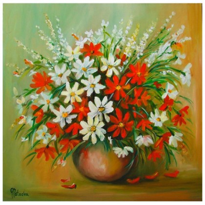 Polne kwiaty 50-50cm  obraz olejny, Grażyna Potocka, obrazy olejne