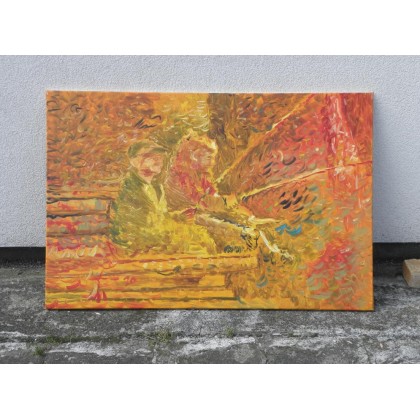 Eryk Maler - obrazy olejne - Czerwony i zielony, rudy, 120x80, 2020 foto #2