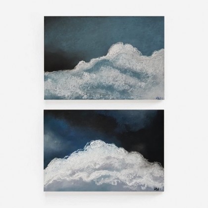 Chmury- dwa rysunki pastelami, Paulina Lebida, pastele suche